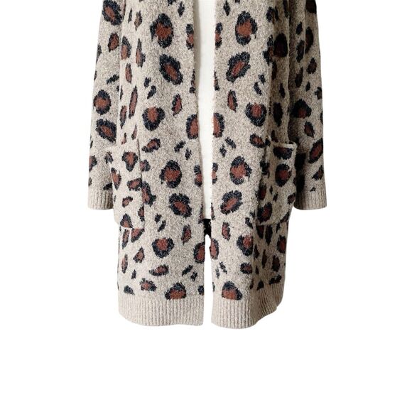 Lovestitch Cardigan Duster Sweater S Lux Leopard Long Open Oversized Pockets - Picture 3 of 7